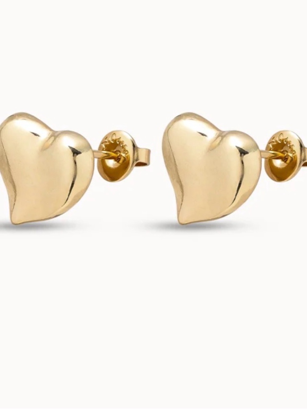 Uno de 50 Gold Heart Stud Earrings